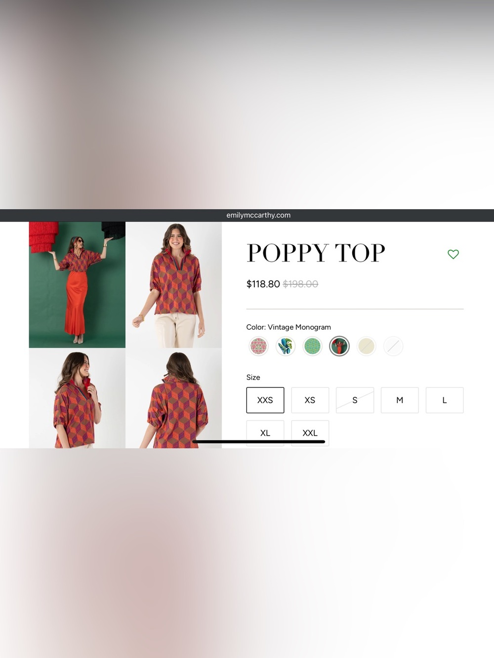 NWOT Emily McCarthy Poppy Top Small Vintage Monogram - Picture 5 of 8